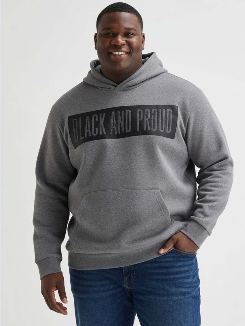 Black and Proud Grey Hooded Sweatshirt - Men sz xxl NEW